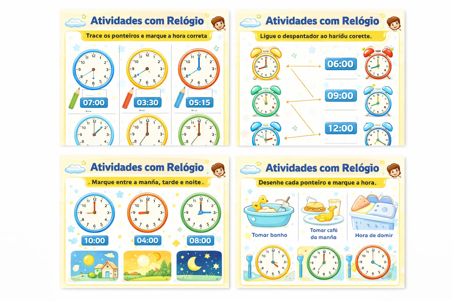 Atividade com relógio educativo